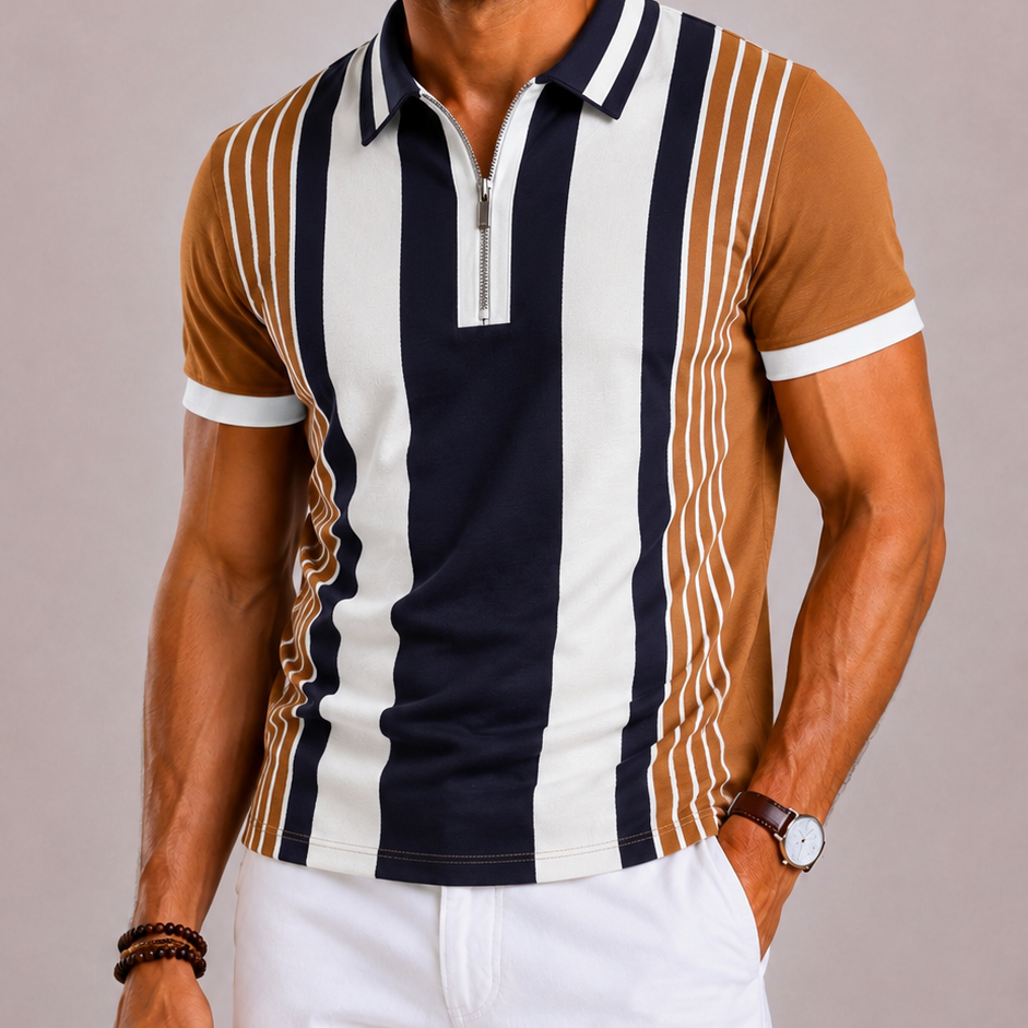 Lunelle | Heren Polo met Ritssluiting en Patroon