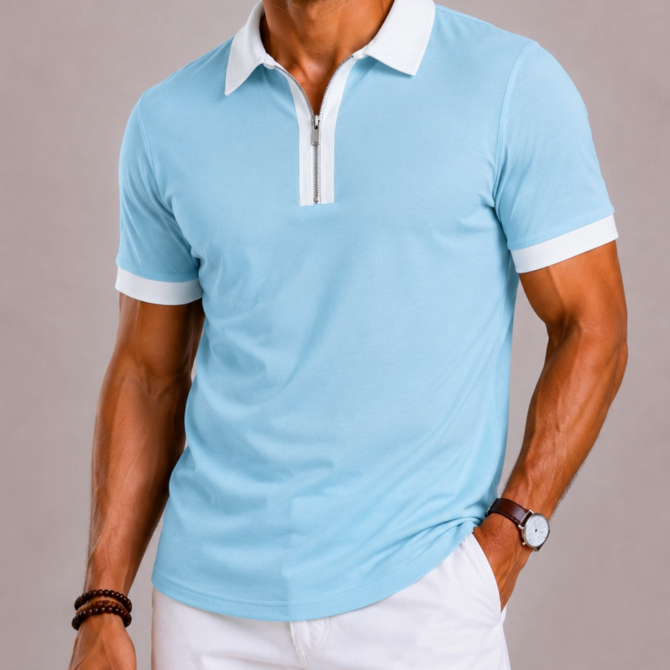 Lunelle | Heren Polo met Ritssluiting en Patroon